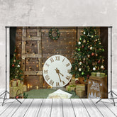 Lofaris Braun Holz Wand Leiter Uhr Baum Geschenk Weihnachten Hintergrund